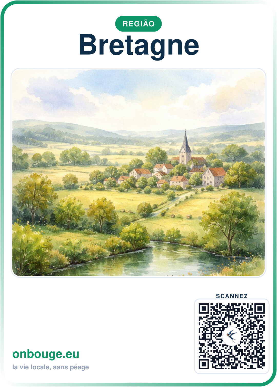 Aquarelle Bretagne — carte OnBouge avec QR